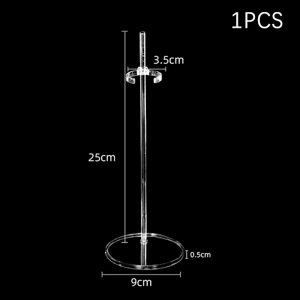 Läpinäkyvä nukketelineen runko nukkejalustan pidikkeen tukikiinnike 25.5cm x 9cm x 9cm