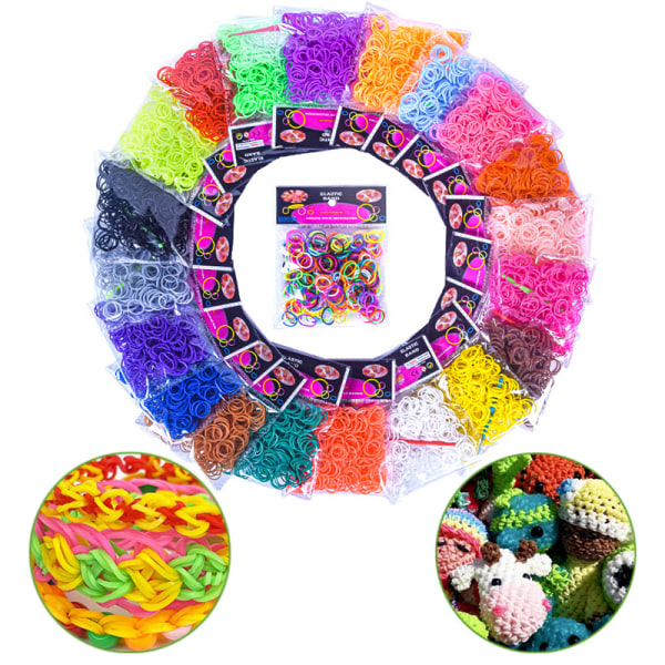 300 kpl Rannekorujen valmistustarvikkeet Tee-se-itse-kuminauhat rannekaulakoru Multicolor