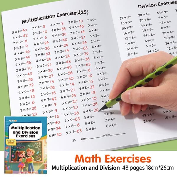 Kertolasku- ja jakolaskutyökirja matematiikan harjoituskirja Boost C