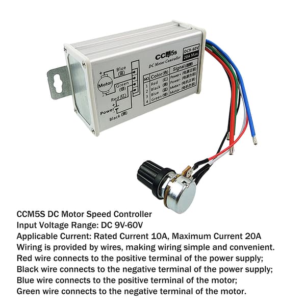 Trinnløs DC Motor PWM Hastighetskontroller DC9-60V 20A Motorpuls