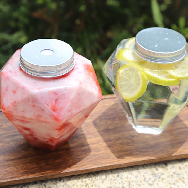 500ml Transparent Diamantformet Flaske Kald Drikke Boble Te C 2
