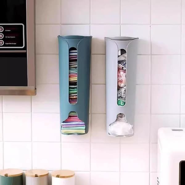 Väggmonterad förvaringsdispenser för plastpåsar, utdragbar matkasse A3