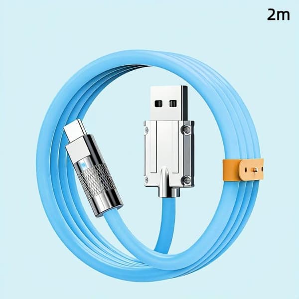 Hvit USB A til Type C ladekabel 120W superrask lading T A1