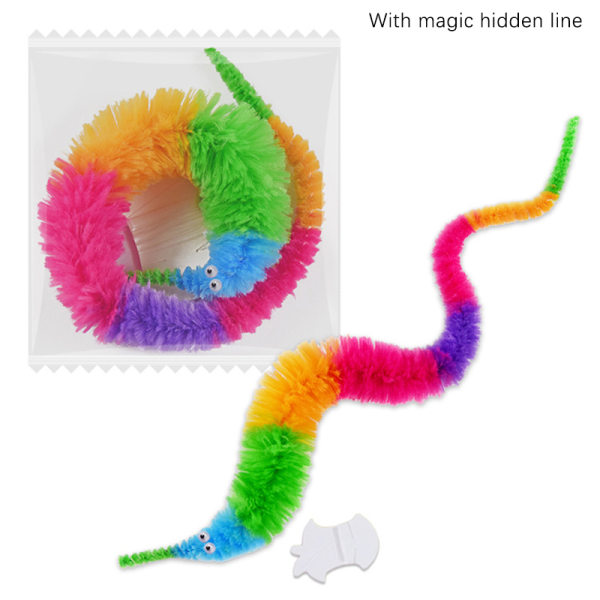 Magic Worm Prop Fuzzy Wiggly Worm Twisty Trick Toy Party Gift F Light Color