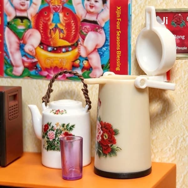 1/12 Mini Varmtvandsflaske Termokande Model Til Dukkehus Nostalgi Red