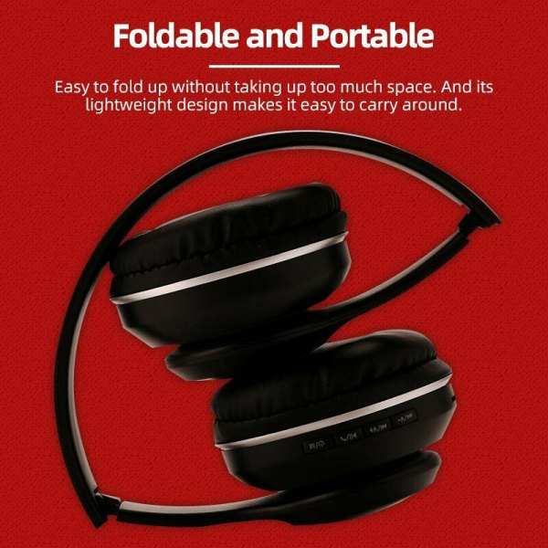 Vikbara trådlösa Bluetooth 5.0-hörlurar Headset-hörlurar Black