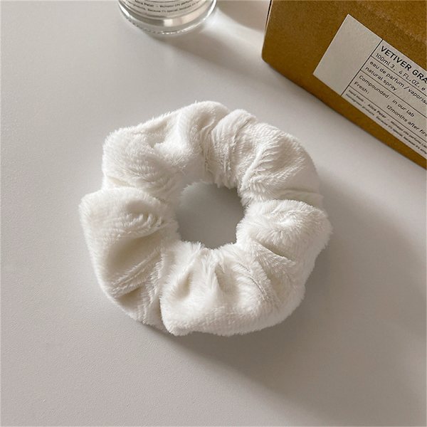 Winter Warm Soft Hair Scrunchies Dame e Plush Elastic Multicol White