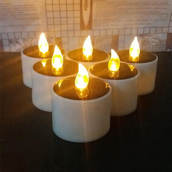 Gule solenergi LED-stearinlys Flammefri elektronisk solenergi LED T