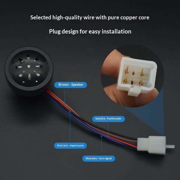 1/3 stk. 48V 60V Elbilhorn Sort 2i1 Med LED 4 ledninger Ste 1pc