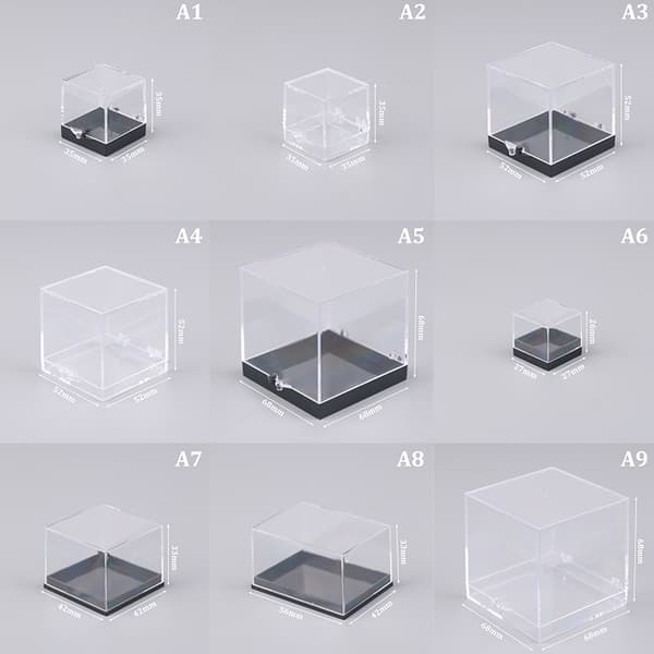 1 stk. Oppbevaringsbokslokk Gemstone Display Mynt Clear Container Spes A3