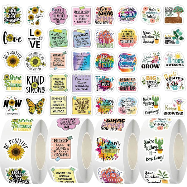 500 STK Inspirerende Engelske Rullestickers Tilpas og Beløn A10