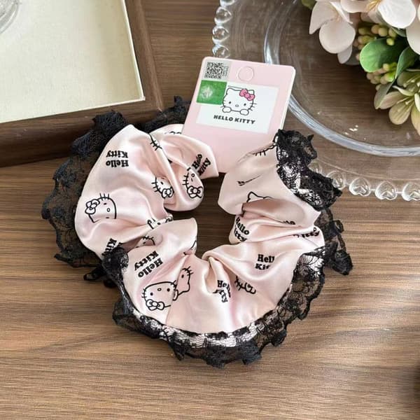 Søt Hello Kitty Blonde Stoff Hårstrikk med Stor Tarm A3