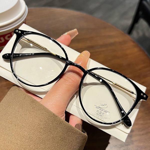 Säteilyä estävät silmälasit Pyöreät metallirunkoiset silmälasit naisille Transparent gray