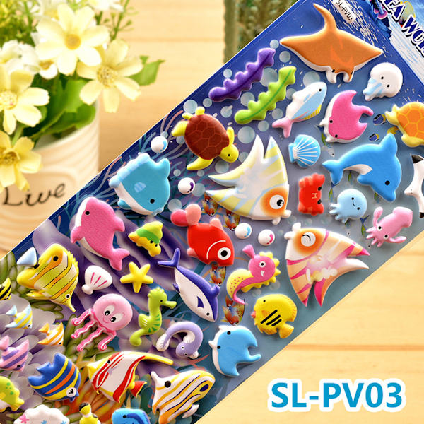 Shark Dolphin Fish Stereo Bubble Sticker Dagbok-klistremerke Decor St
