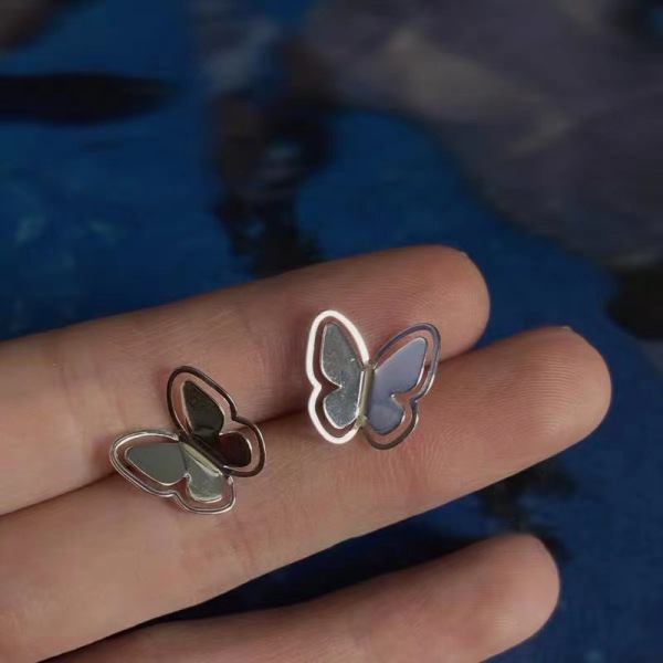 1 par mote og hul sommerfugl sølv øredobber små smykker 4c8f | Fyndiq