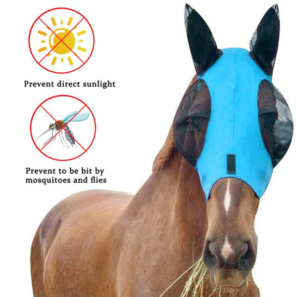 Anti-Fly Mesh Equine Mask Horse Mask Stretch Bug Eye Horse Fly Black