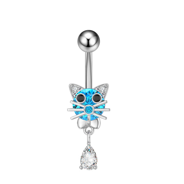 Kirurgiskt stål Crystal Belly Button Rings Zircon Heart Navel Pi F