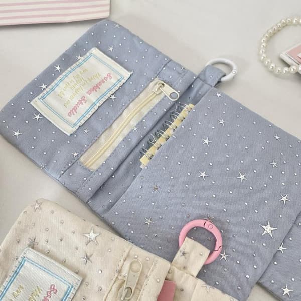 Blød polyester opbevaringspose med skinnende stjerneprint og hjerte White