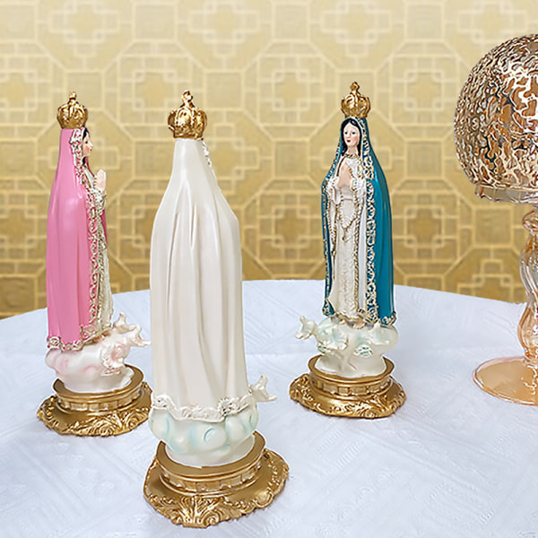 Den velsignede jomfru Maria Vår Frue Av Fatima-statuefigur til hjemmet Pink