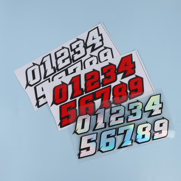 Luovat numeroskootteritarrat vedenpitävät DIY moottoripyörään V red 10cm