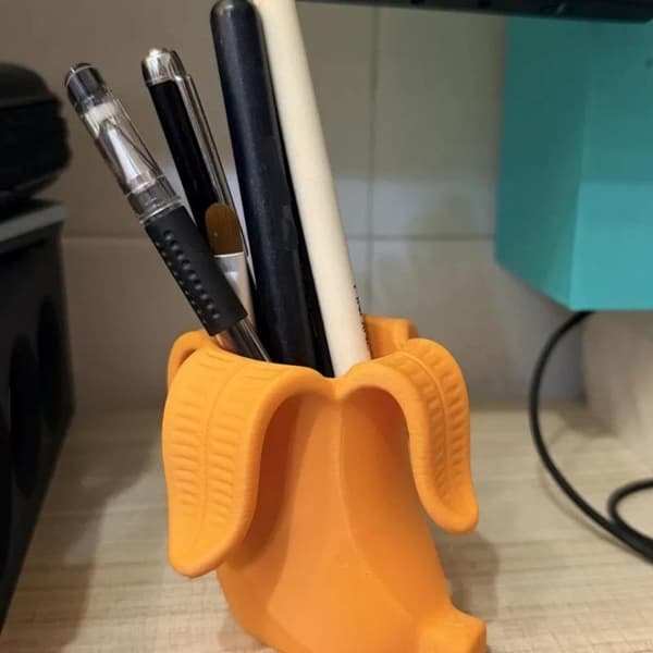 1 stk bananformet pennholder gul 3D-printet e skrivebordsorganisering Orange S