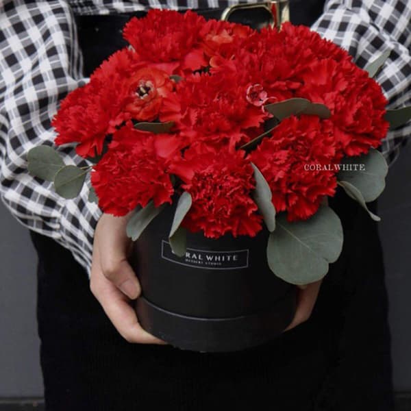 Blomlåda 12cm Rund Kartong Presentaskar Bröllopsfest Ros F Black