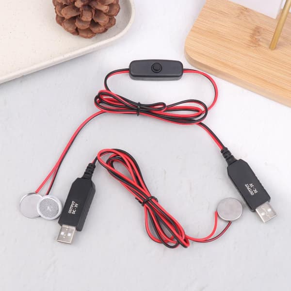 USB til 3V CR2032 batteriopladerkabel med kontakter til ur A2 1m with switch