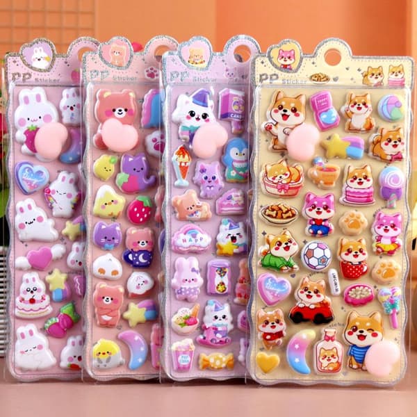 Sarjakuva e Eläimet 3D Puffy Squishy Tarra Puhelinkotelon koristeluun A3
