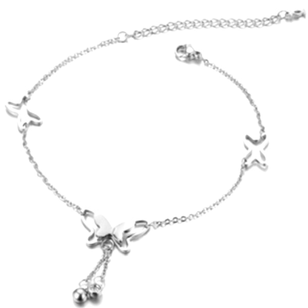 Simplicity Butterfly Ankles Fashion Justerbar Ankel Armbånd Silver