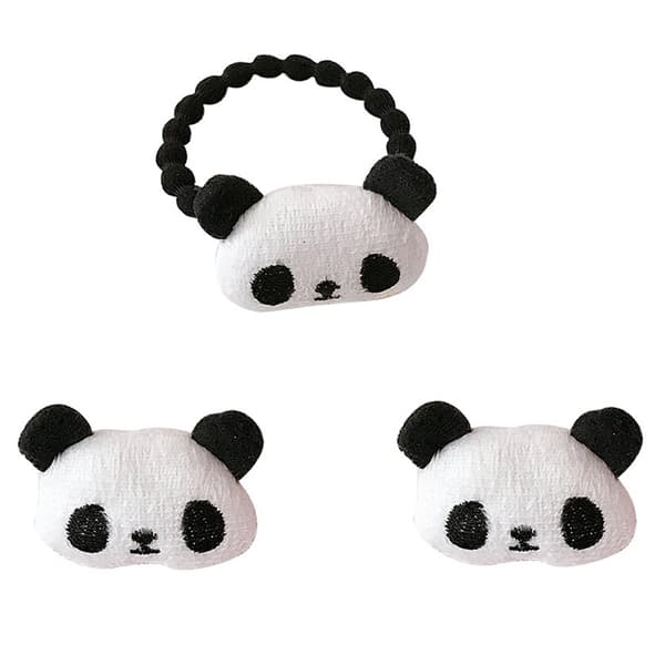 e Cartoon Plys Panda Hair Clip Elastisk Hårring Til Damer Gir A3