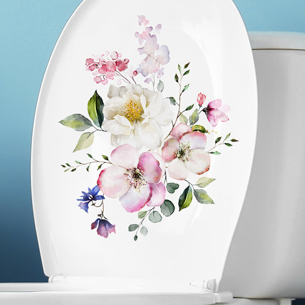 Vihreät kukat seinätarra kylpyhuoneen wc-koriste Deca Multicolor