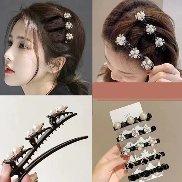 Sparkling Crystal Stone punottu hiusklipsit Double Bangs punottu A13