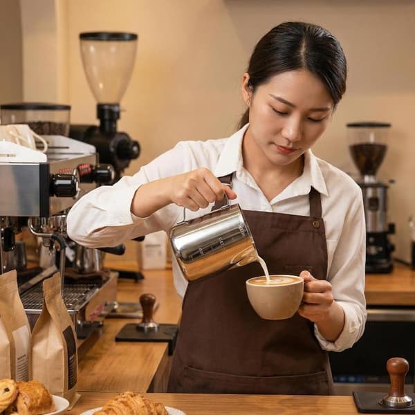 350ml/600ml mælkeskummerkande i rustfrit stål Espresso Pull Flow 600ML