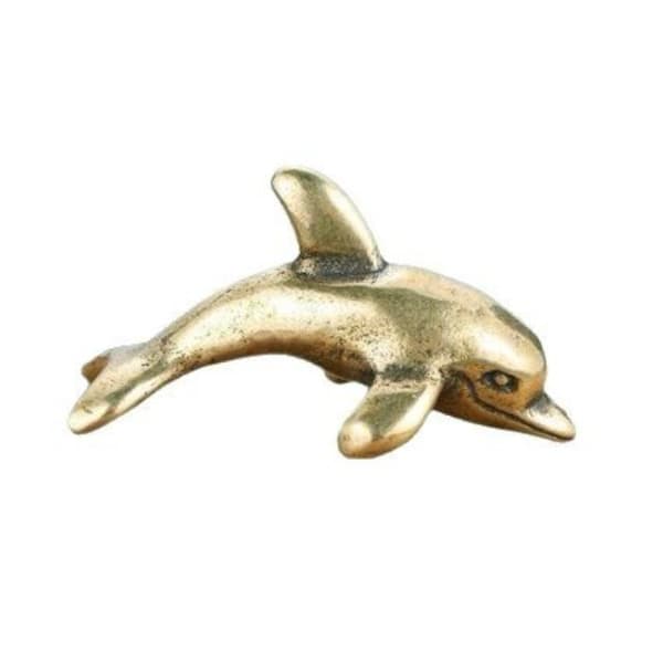 Messing delfinfigur Vintage håndlaget rustikk finish Perfekt A6