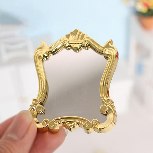 Miniramar i skala 1:12 Doll House Arc Spegel Möbelprydnad Gold
