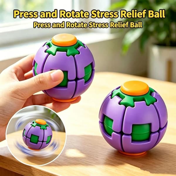 Värikäs Push Spin Fidget Gyro -pallo, tasainen pyöritys lapsille A A3