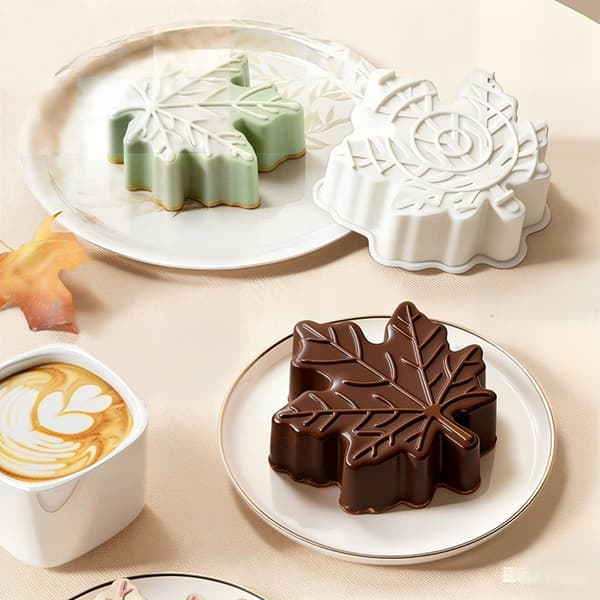 3D Lönnlöv Mousse Tårta Silikonform Lövformad Choklad S White