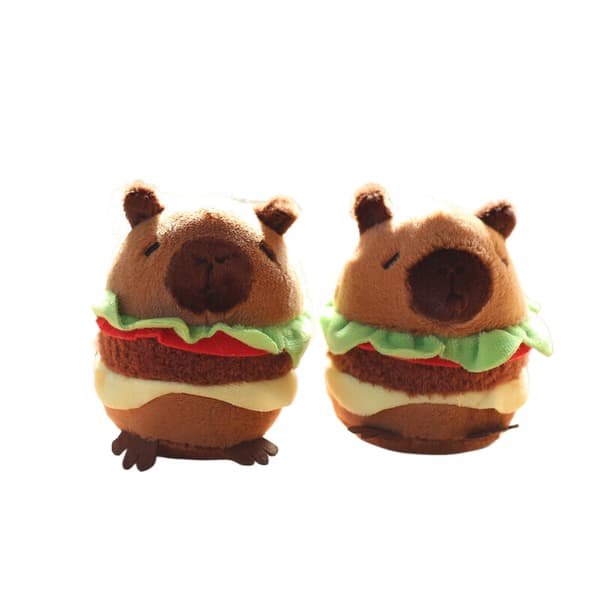 Kawaii Plushie e Capybara Hamburger Nøglering Plys Simulering C