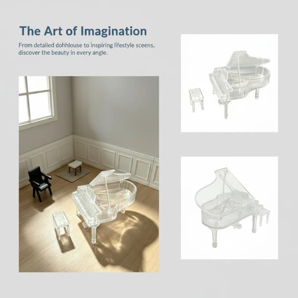 Miniatyr Transparent Pianostol Kit Prydnad 1/12 Dockhus S