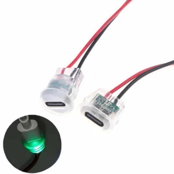 5/10 stk. hunstik gennemsigtig 2-benet USB Type-C med LED A 5pcs