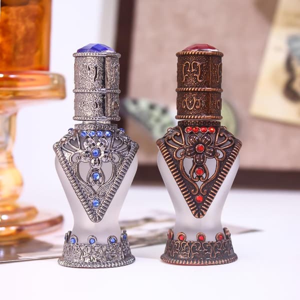 8 ml arabisk stil antikvitet eterisk oljeflaska påfyllningsbar per Silver