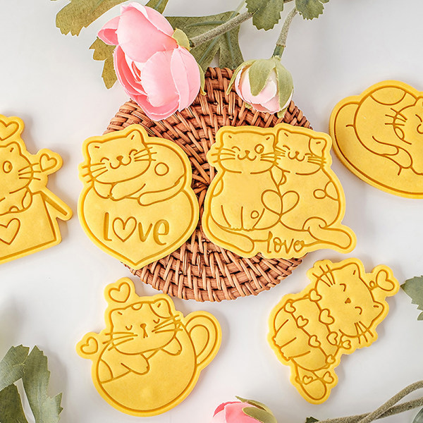 Valentinsdag Mini Cat Cookie Mold DIY Love Fondant kjeks B