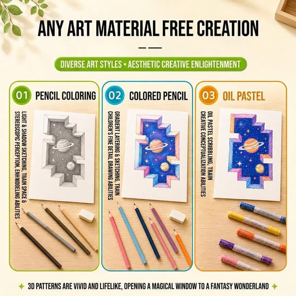 1/3 kpl Magic 3D Stereo Piirustuslehtiö Lasten Opetuksellinen Doodle-luonnos A4 3PCS
