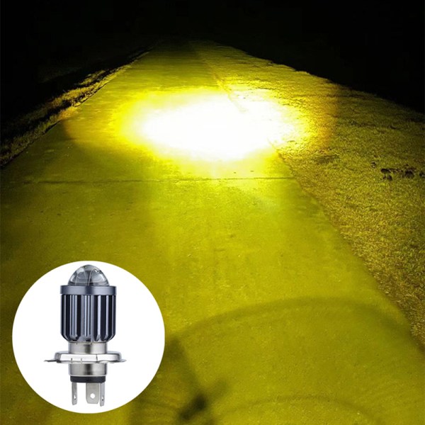 Motorcykel Forlygte H4 BA20D LED MOTO Fisheye Lens P15D-25-1 W Yellow