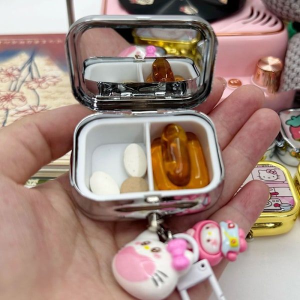 Bärbar Pillbox Smyckeskrin Case Multifunktion H
