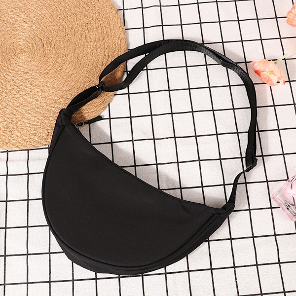 Vintage Women Crossbody Bag Bröstväska Half Moon Shape Shoulder Black