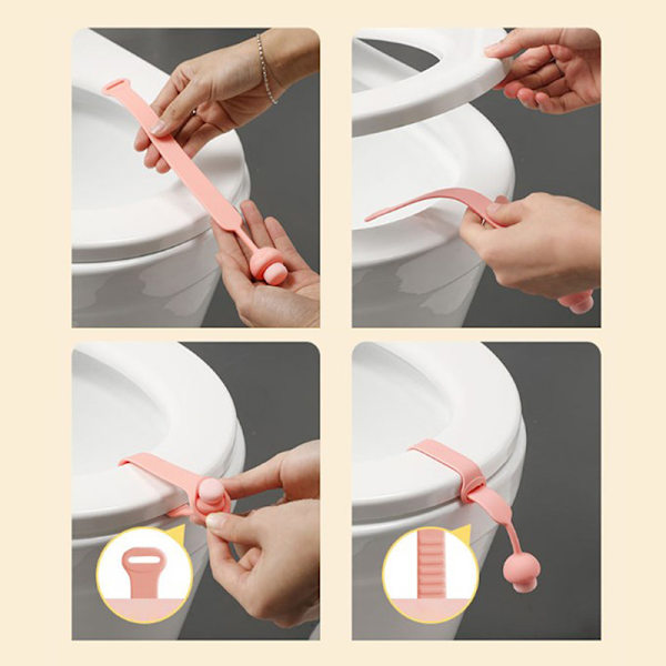 Toalettlokk Løftesete Håndtaksholder Toalettlokk Løfteverktøysete Pink