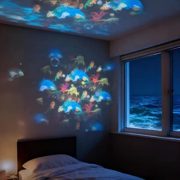 LED Oceanprojektorlampa 360° roterande dynamisk nattlampa USB A1