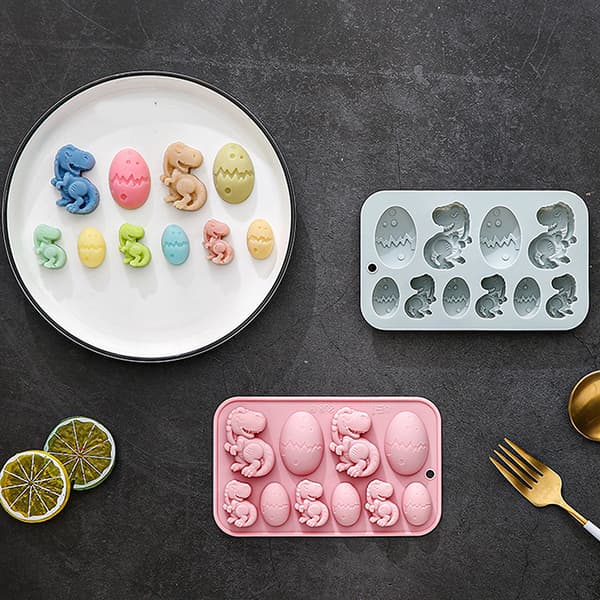 10 hulrum æg silikoneform e dyr 3d chokoladeform Blue