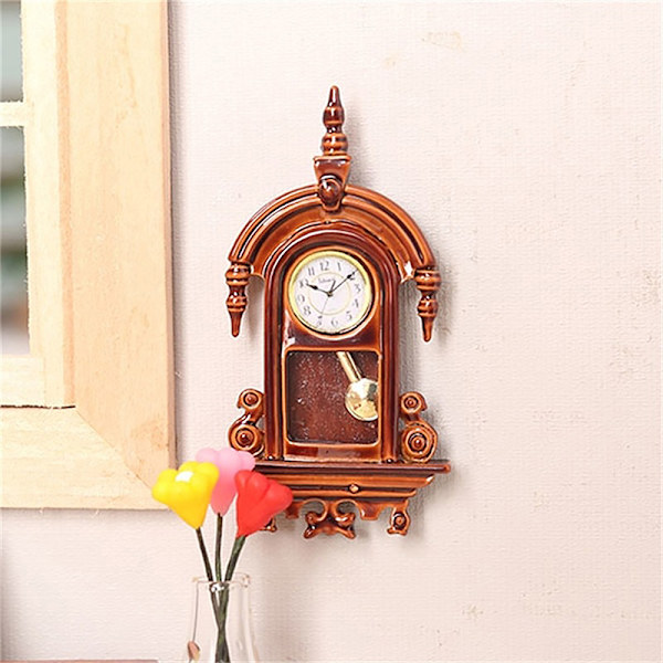 1:12 Nukkekodin miniseinäkello European Vintage Clock Furn A